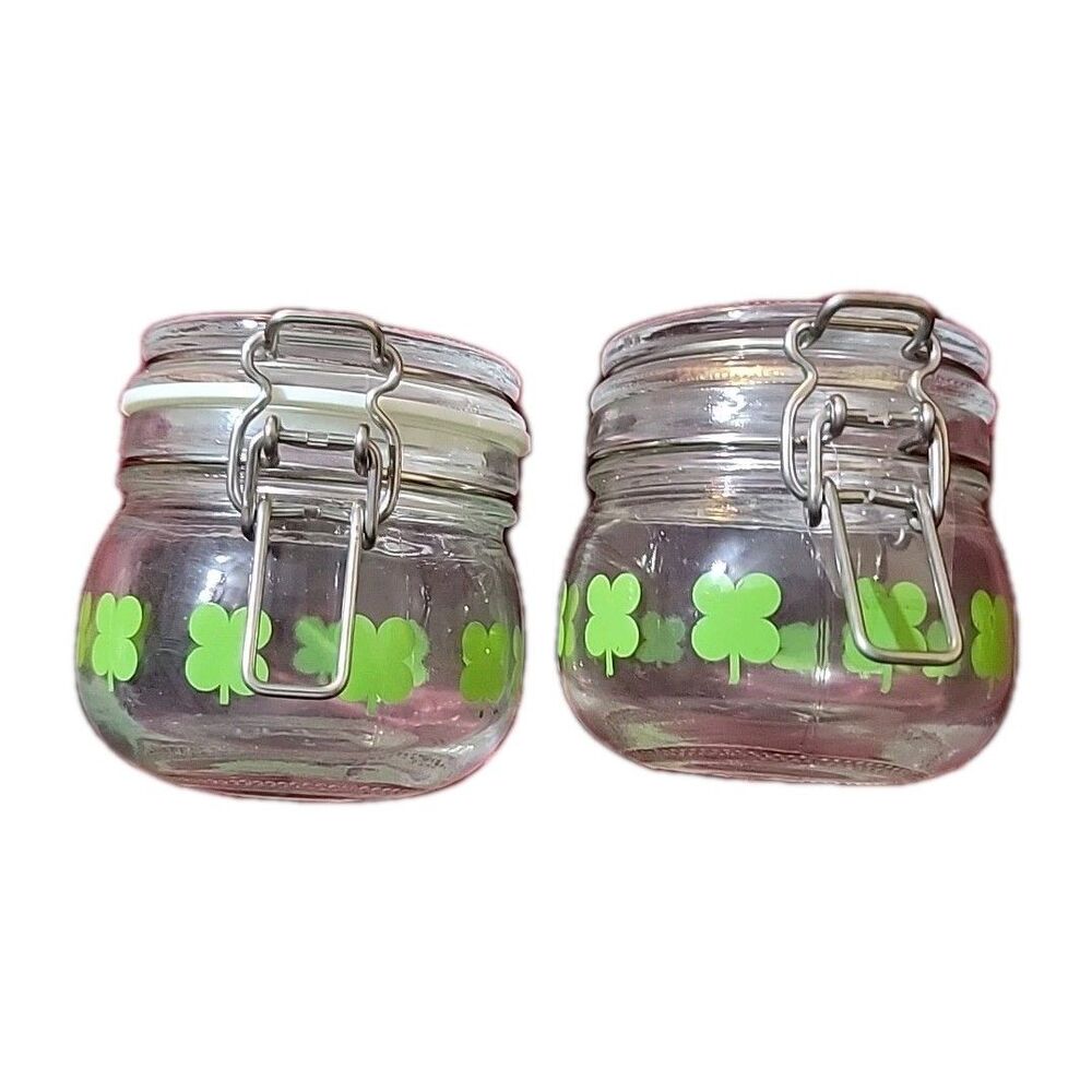 IKEA Germanic Mini Jars - Green Clovers - #15234 Lot Of 2